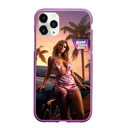 Чехол iPhone 11 Pro матовый GTA 6 girl, цвет: 3D-фиолетовый
