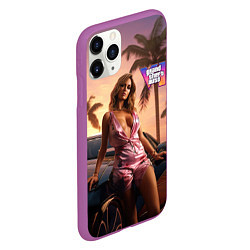 Чехол iPhone 11 Pro матовый GTA 6 girl, цвет: 3D-фиолетовый — фото 2