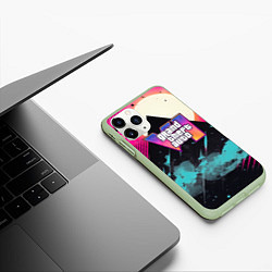 Чехол iPhone 11 Pro матовый GTA 6 logo retro, цвет: 3D-салатовый — фото 2