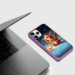 Чехол iPhone 11 Pro матовый Снежный волшебник дракон, цвет: 3D-фиолетовый — фото 2