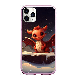 Чехол iPhone 11 Pro матовый Дракон ветрокрылый огневик, цвет: 3D-розовый