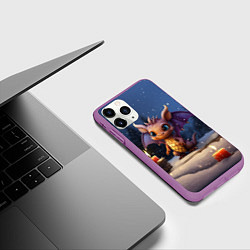 Чехол iPhone 11 Pro матовый Дракон магистр сказочной ночи, цвет: 3D-фиолетовый — фото 2