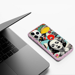 Чехол iPhone 11 Pro матовый Коллаж с женщиной и зверями, цвет: 3D-розовый — фото 2