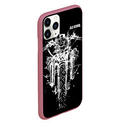 Чехол iPhone 11 Pro матовый Old school motorcycle, цвет: 3D-малиновый — фото 2