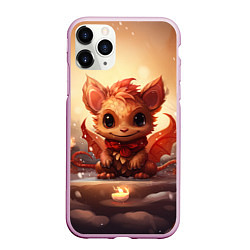 Чехол iPhone 11 Pro матовый Крылатый чудо дракон, цвет: 3D-розовый