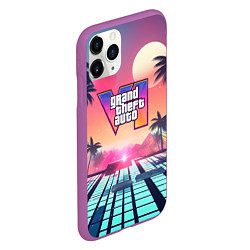 Чехол iPhone 11 Pro матовый Gta 6 retro style, цвет: 3D-фиолетовый — фото 2