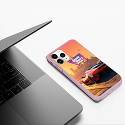 Чехол iPhone 11 Pro матовый GTA 6 авто вид сзади, цвет: 3D-розовый — фото 2