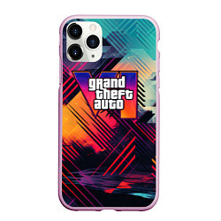 Чехол iPhone 11 Pro матовый GTA 6 аbstract logo, цвет: 3D-розовый