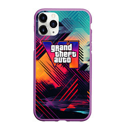 Чехол iPhone 11 Pro матовый GTA 6 аbstract logo