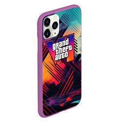 Чехол iPhone 11 Pro матовый GTA 6 аbstract logo, цвет: 3D-фиолетовый — фото 2