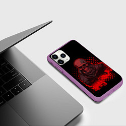 Чехол iPhone 11 Pro матовый Красный скелет на чёрном фоне, цвет: 3D-фиолетовый — фото 2