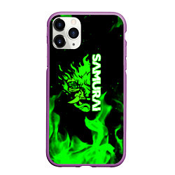 Чехол iPhone 11 Pro матовый Samurai green fire toxic, цвет: 3D-фиолетовый