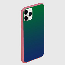 Чехол iPhone 11 Pro матовый Темно-зеленый и синий градиент, цвет: 3D-малиновый — фото 2