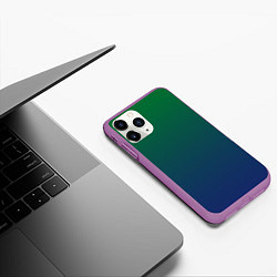 Чехол iPhone 11 Pro матовый Темно-зеленый и синий градиент, цвет: 3D-фиолетовый — фото 2