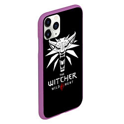 Чехол iPhone 11 Pro матовый The Witcher белое лого гейм, цвет: 3D-фиолетовый — фото 2