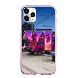 Чехол iPhone 11 Pro матовый GTA 6 low ride, цвет: 3D-розовый