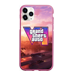 Чехол iPhone 11 Pro матовый GTA 6 Vice, цвет: 3D-малиновый