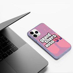 Чехол iPhone 11 Pro матовый GTA 6 pink, цвет: 3D-светло-сиреневый — фото 2
