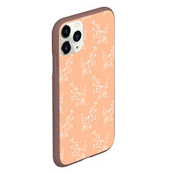 Чехол iPhone 11 Pro матовый Белые ветки на персиковом фоне, цвет: 3D-коричневый — фото 2