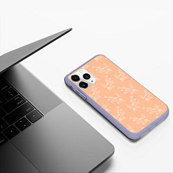 Чехол iPhone 11 Pro матовый Белые ветки на персиковом фоне, цвет: 3D-светло-сиреневый — фото 2