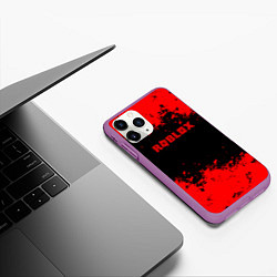Чехол iPhone 11 Pro матовый Роблокс краски красные, цвет: 3D-фиолетовый — фото 2