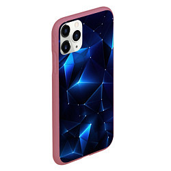 Чехол iPhone 11 Pro матовый Синяя геометрическая абстракция, цвет: 3D-малиновый — фото 2