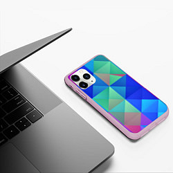 Чехол iPhone 11 Pro матовый Разноцветные фигуры, цвет: 3D-розовый — фото 2