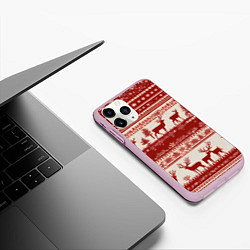 Чехол iPhone 11 Pro матовый Красные олени, цвет: 3D-розовый — фото 2