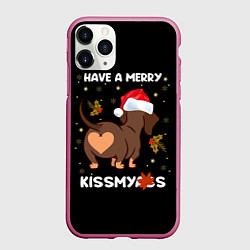 Чехол iPhone 11 Pro матовый Have a merry kissmyass, цвет: 3D-малиновый