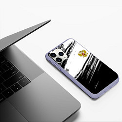 Чехол iPhone 11 Pro матовый Герб РФ спортивные краски, цвет: 3D-светло-сиреневый — фото 2