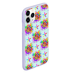 Чехол iPhone 11 Pro матовый Биткойн и цветок, цвет: 3D-светло-сиреневый — фото 2