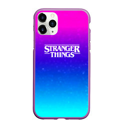 Чехол iPhone 11 Pro матовый Stranger Things gradient colors