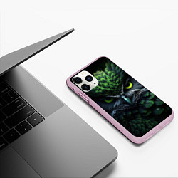 Чехол iPhone 11 Pro матовый Зеленая фэнтази сова, цвет: 3D-розовый — фото 2