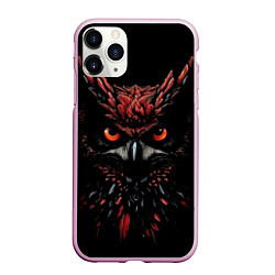 Чехол iPhone 11 Pro матовый Красно черная сова, цвет: 3D-розовый