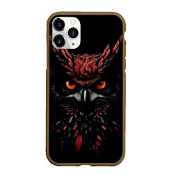 Чехол iPhone 11 Pro матовый Красно черная сова, цвет: 3D-коричневый