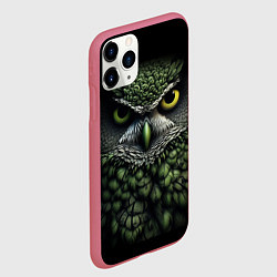 Чехол iPhone 11 Pro матовый Зелено черная сова, цвет: 3D-малиновый — фото 2