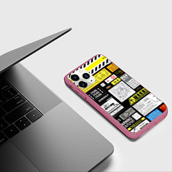 Чехол iPhone 11 Pro матовый Инженерные знаки, цвет: 3D-малиновый — фото 2