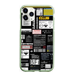Чехол iPhone 11 Pro матовый Инженерные шильдики, цвет: 3D-салатовый