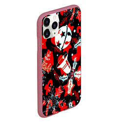 Чехол iPhone 11 Pro матовый Рождественские паттерны орнамент, цвет: 3D-малиновый — фото 2