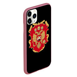 Чехол iPhone 11 Pro матовый Российская империя символика герб щит, цвет: 3D-малиновый — фото 2