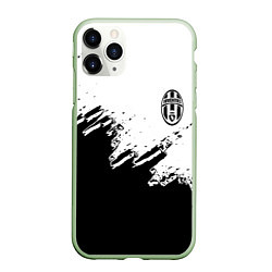 Чехол iPhone 11 Pro матовый Juventus black sport texture, цвет: 3D-салатовый