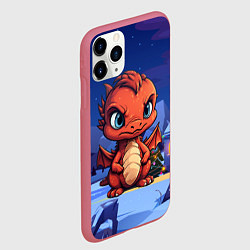 Чехол iPhone 11 Pro матовый Забавный красный дракон 2024, цвет: 3D-малиновый — фото 2