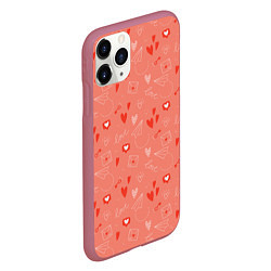 Чехол iPhone 11 Pro матовый Love heart message pattern, цвет: 3D-малиновый — фото 2