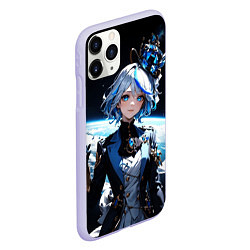 Чехол iPhone 11 Pro матовый Фурина и космос - Геншин Импакт, цвет: 3D-светло-сиреневый — фото 2