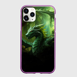 Чехол iPhone 11 Pro матовый Зеленый лесной дракон символ 2024 года, цвет: 3D-фиолетовый