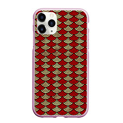 Чехол iPhone 11 Pro матовый Золотая и красная чешуя, цвет: 3D-розовый