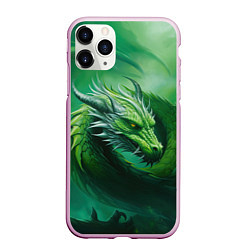 Чехол iPhone 11 Pro матовый Лесной зеленый дракон символ 2024, цвет: 3D-розовый