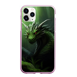 Чехол iPhone 11 Pro матовый Лесной зеленый дракон символ 2024, цвет: 3D-розовый