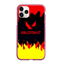 Чехол iPhone 11 Pro матовый Valorant flame texture games, цвет: 3D-малиновый