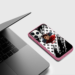 Чехол iPhone 11 Pro матовый Berserk anime black pattern, цвет: 3D-малиновый — фото 2
